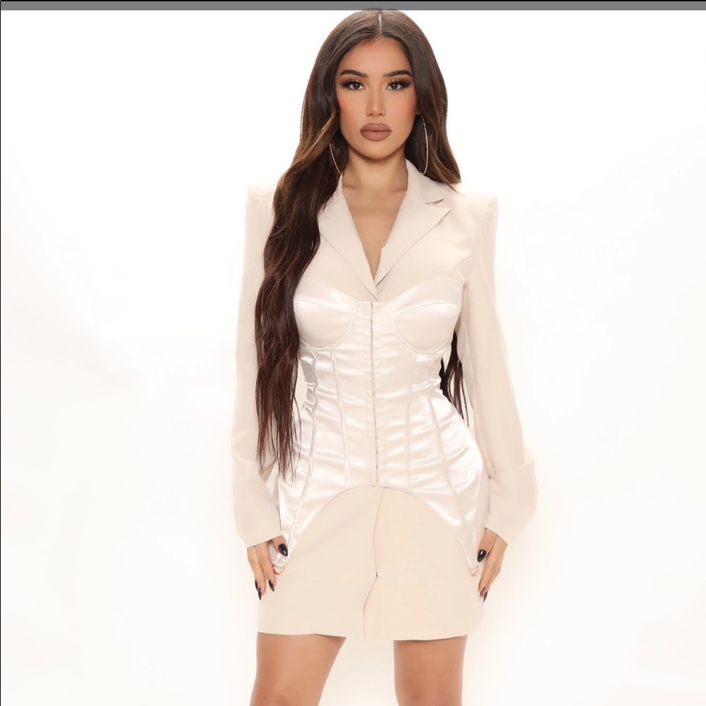 Plotting moves cream satin mini dress. BRAND NEW.